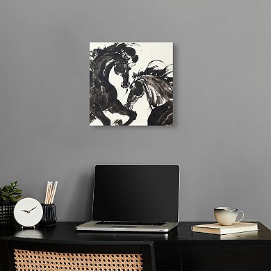 Notoriart Ink Brush Horses Abstract Canvas Wall Art