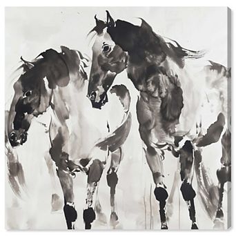 Notoriart Horses In Inkwash Canvas Wall Art