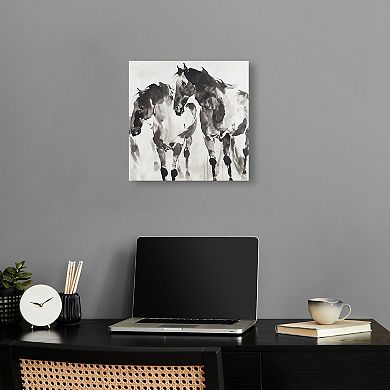 Notoriart Horses In Inkwash Canvas Wall Art
