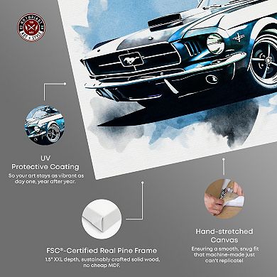 Notoriart Blue Vintage Car Canvas Wall Art