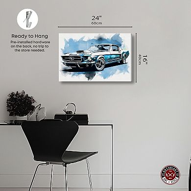 Notoriart Blue Vintage Car Canvas Wall Art