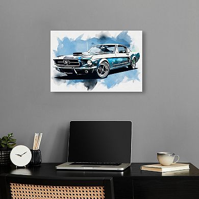 Notoriart Blue Vintage Car Canvas Wall Art