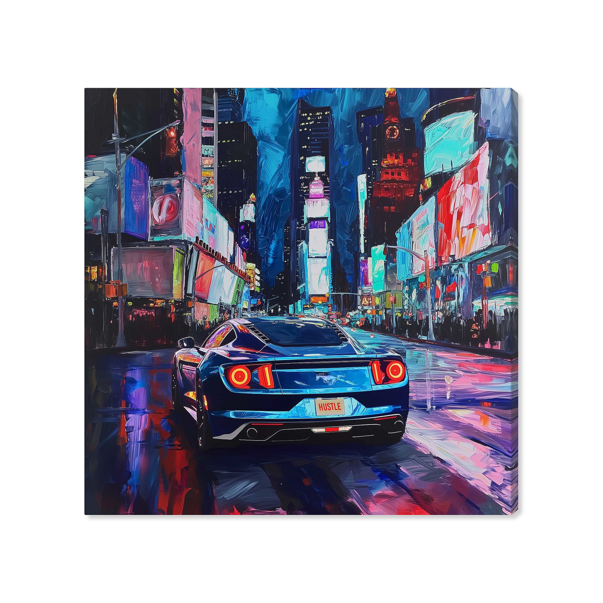 Notoriart Night Drive Sports Drive Canvas Wall Art, Blue