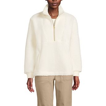 Women's Lands' End Rib Collar Sherpa Fleece Pullover