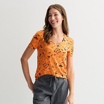 Women's Halloween All-Over Print V-Neck Short Sleeve Top