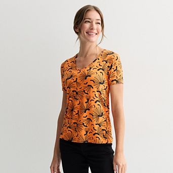 Women's Halloween All-Over Print V-Neck Short Sleeve Top