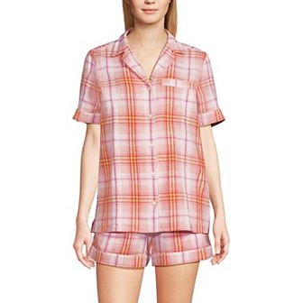 Women's Lands' End 2 pc Pajama Top & Pajama Shorts Sleep Set