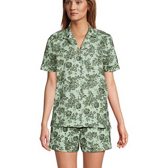Women's Lands' End 2 pc Pajama Top & Pajama Shorts Sleep Set