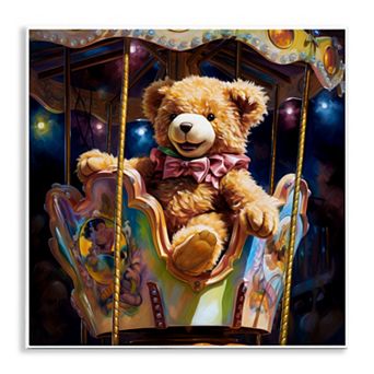 Stupell Home Decor Teddy Bear on Carousel Wall Plaque
