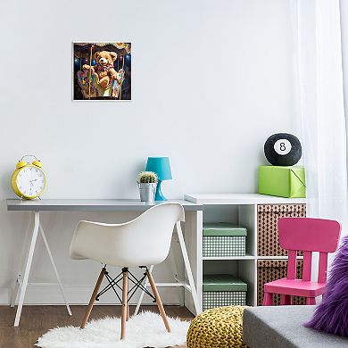 Stupell Home Decor Teddy Bear on Carousel Wall Plaque