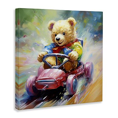Stupell Home Decor Teddy Bear on Go Kart Canvas Wall Art