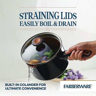 Farberware® 3-qt. Glide Copper Ceramic Nonstick Straining Sauce Pan