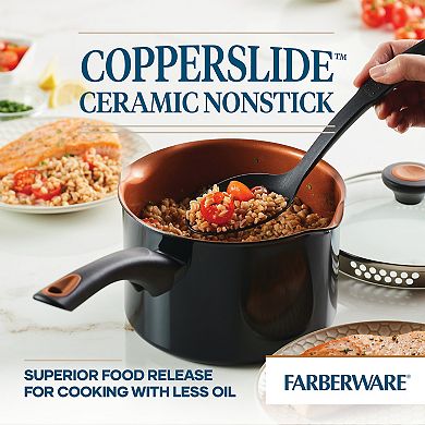Farberware® 3-qt. Glide Copper Ceramic Nonstick Straining Sauce Pan