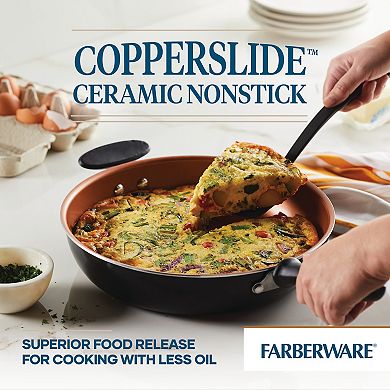 Farberware® 12-in. Glide Copper Ceramic Nonstick Deep Frying Pan with Helper Handle
