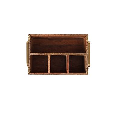 Mingle & Co. Metal Accents Wood Utensil Holder