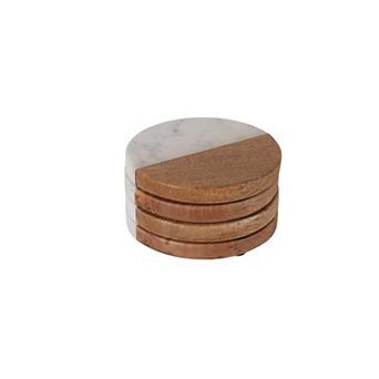 Mingle & Co. Marble & Wood Coasters 4 pk