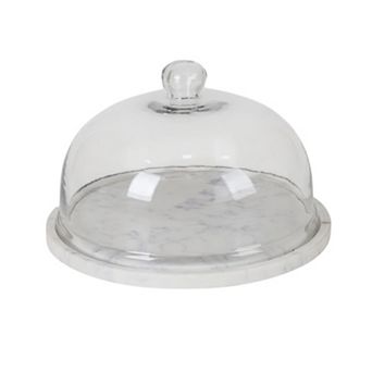 Mingle & Co. Domed Marble Serving Tray with Glass Lid