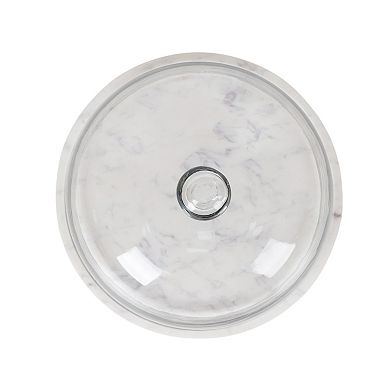 Mingle & Co. Domed Marble Serving Tray with Glass Lid