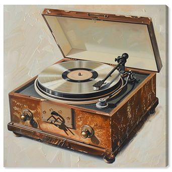 Notoriart Vintage Record Player Canvas Wall Art