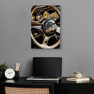 Notoriart Elegant Steering Wheel Canvas Wall Art