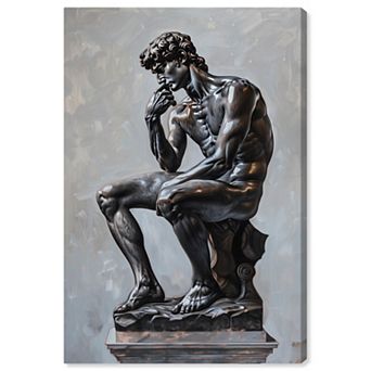 Notoriart Ebony Statue In Thought Canvas Wall Art