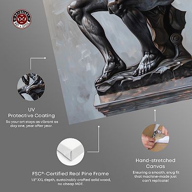 Notoriart Ebony Statue In Thought Canvas Wall Art