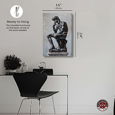 Notoriart Ebony Statue In Thought Canvas Wall Art