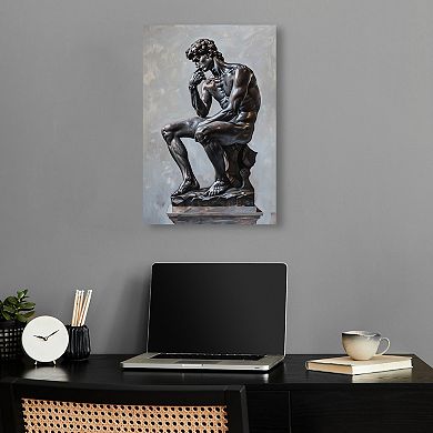 Notoriart Ebony Statue In Thought Canvas Wall Art