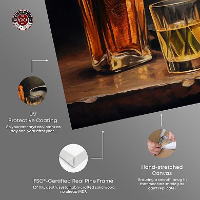 Notoriart Whiskey And Vintage Hat Canvas Wall Art