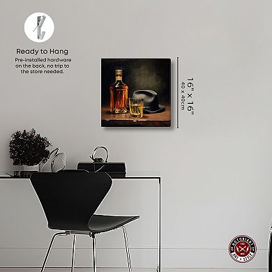 Notoriart Whiskey And Vintage Hat Canvas Wall Art
