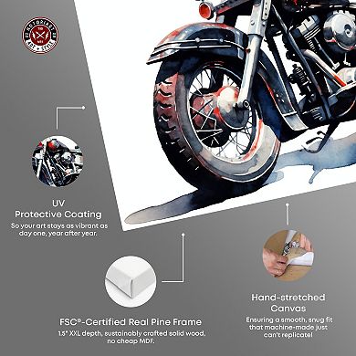 Notoriart Watercolor Motorbike Canvas Wall Art