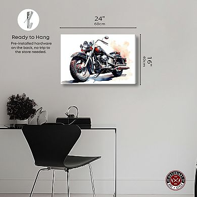 Notoriart Watercolor Motorbike Canvas Wall Art
