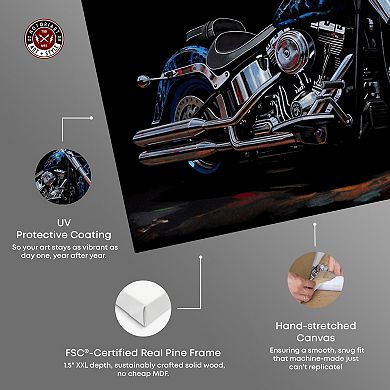 Notoriart Motorbike In Blues Canvas Wall Art