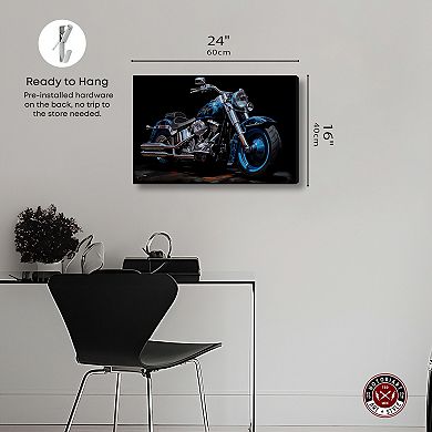 Notoriart Motorbike In Blues Canvas Wall Art