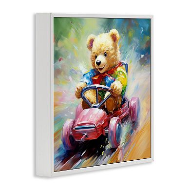 Stupell Home Decor Teddy Bear on Go Kart Framed Giclee Wall Art