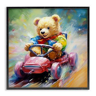 Stupell Home Decor Teddy Bear on Go Kart Framed Giclee Wall Art
