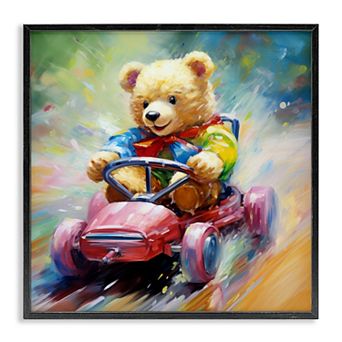 Stupell Home Decor Teddy Bear on Go Kart Framed Giclee Wall Art
