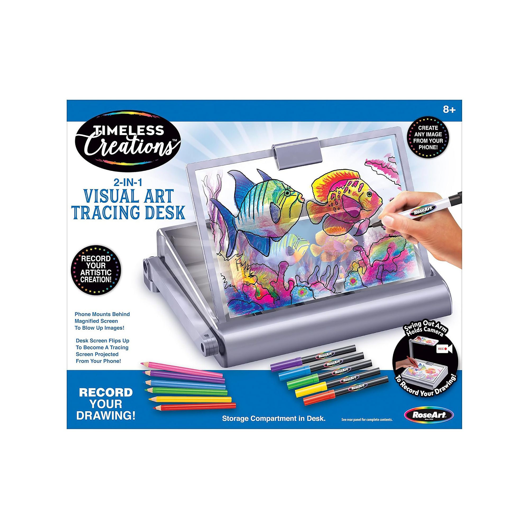 Cra-Z-Art Timeless Creations 2-in-1 Tracing Desk Light Box Drawing Set, Mul