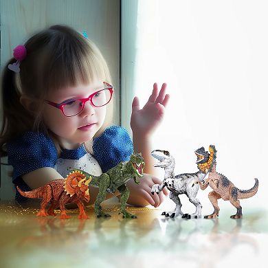 Kid Galaxy Dinosaur Attack 4-Pack T-Rex Dilophosaurus Velociraptor Triceratops