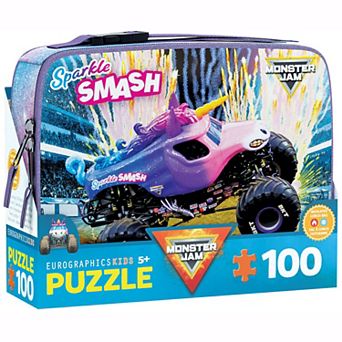 Eurographics Puzzles Sparkle Smash Monster Jam 100 pc Puzzle & Lunch Box