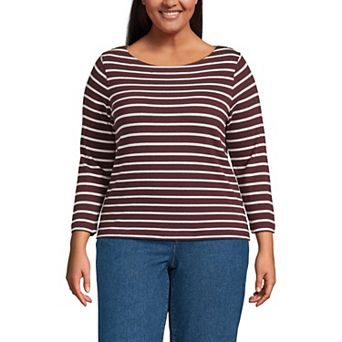 Plus Size Lands' End Mariner Jersey Boatneck Top