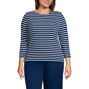Plus Size Lands' End Mariner Jersey Boatneck Top