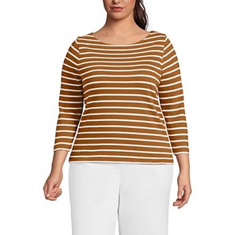 Plus Size Lands' End Mariner Jersey Boatneck Top