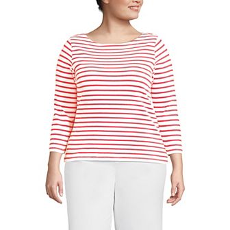 Plus Size Lands' End Mariner Jersey Boatneck Top