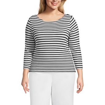 Plus Size Lands' End Mariner Jersey Boatneck Top