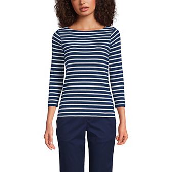 Women's Lands' End Mariner Jersey Boatneck Top