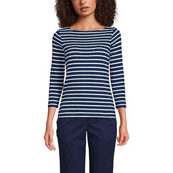 Women's Lands' End Mariner Jersey Boatneck Top