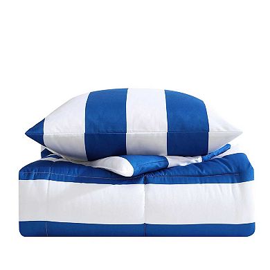 Nautica Huck Stripe Blue Comforter & Sham Set
