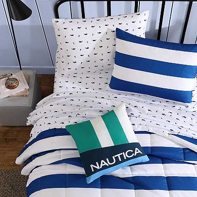 Nautica Huck Stripe Blue Comforter & Sham Set