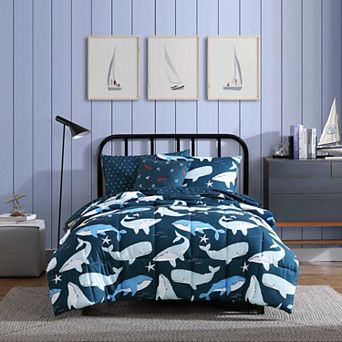Nautica Finnian Whales Navy Comforter & Sham Set